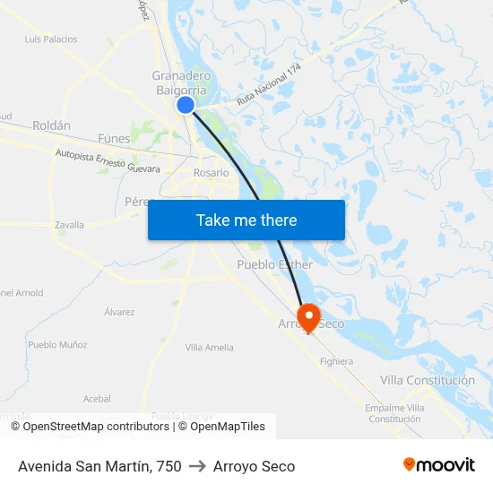 Avenida San Martín, 750 to Arroyo Seco map
