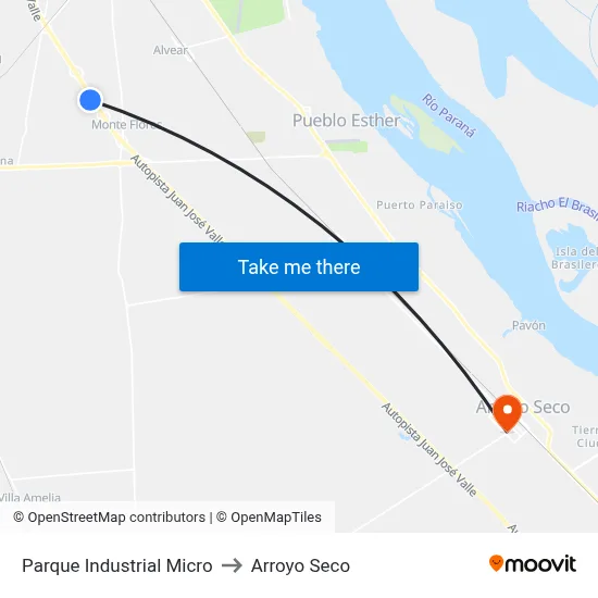 Parque Industrial Micro to Arroyo Seco map