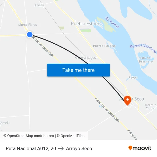 Ruta Nacional A012, 20 to Arroyo Seco map