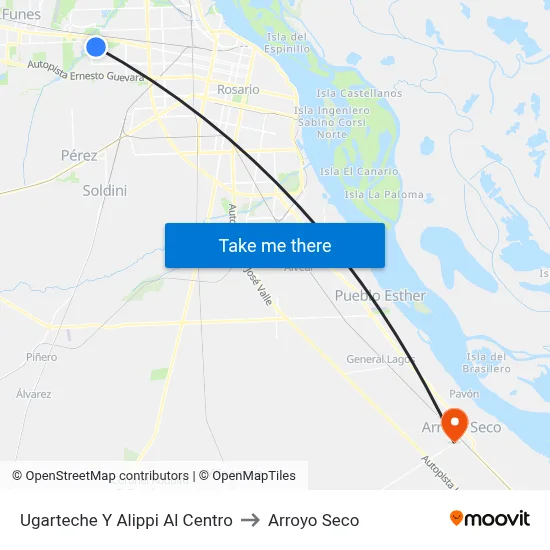 Ugarteche Y Alippi Al Centro to Arroyo Seco map
