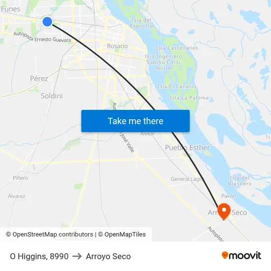 O Higgins, 8990 to Arroyo Seco map