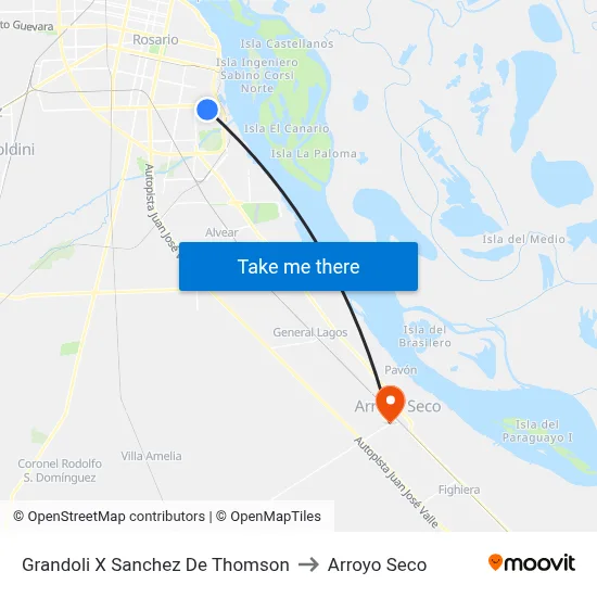 Grandoli X Sanchez De Thomson to Arroyo Seco map
