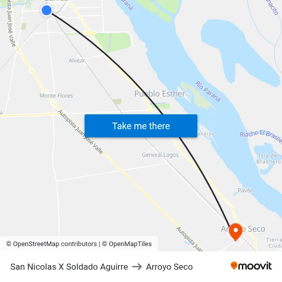 San Nicolas X Soldado Aguirre to Arroyo Seco map