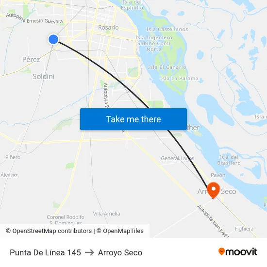 Punta De Línea 145 to Arroyo Seco map