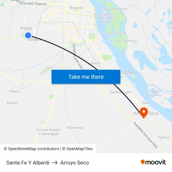 Santa Fe Y Alberdi to Arroyo Seco map