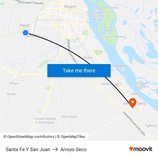 Santa Fe Y San Juan to Arroyo Seco map
