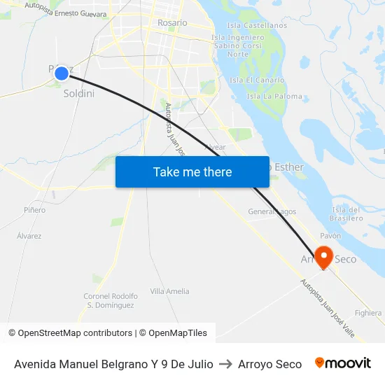 Avenida Manuel Belgrano Y 9 De Julio to Arroyo Seco map