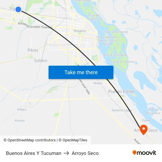Buenos Aires Y Tucuman to Arroyo Seco map