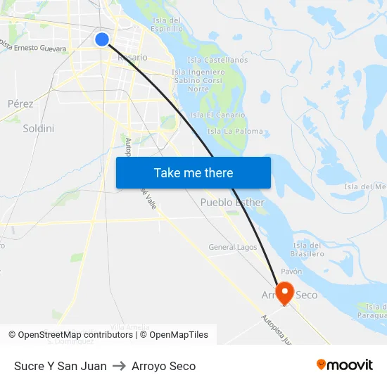 Sucre Y San Juan to Arroyo Seco map