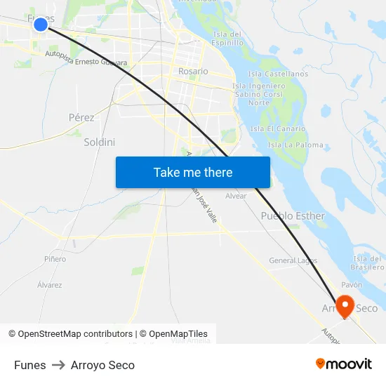 Funes to Arroyo Seco map
