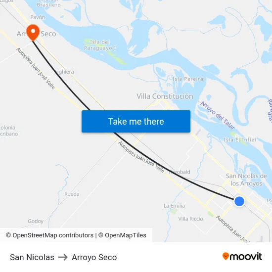 San Nicolas to Arroyo Seco map