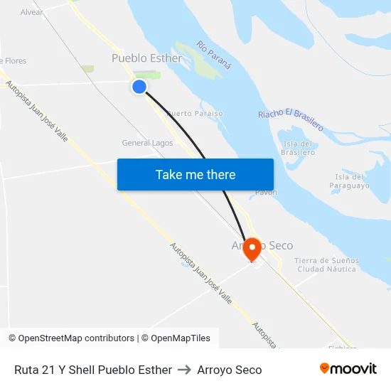 Ruta 21 Y Shell Pueblo Esther to Arroyo Seco map