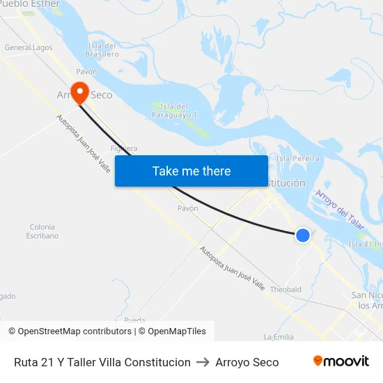 Ruta 21 Y Taller Villa Constitucion to Arroyo Seco map
