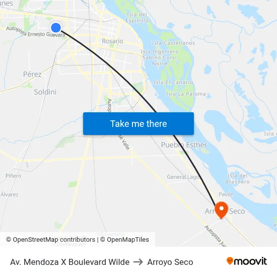 Av. Mendoza X Boulevard Wilde to Arroyo Seco map