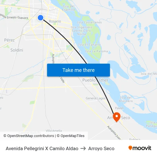 Avenida Pellegrini X Camilo Aldao to Arroyo Seco map