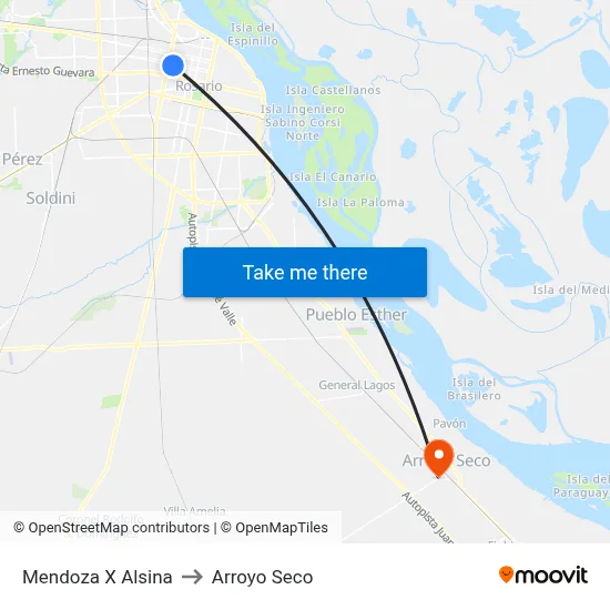 Mendoza X Alsina to Arroyo Seco map