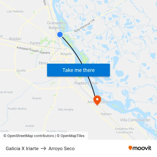 Galicia X Iriarte to Arroyo Seco map