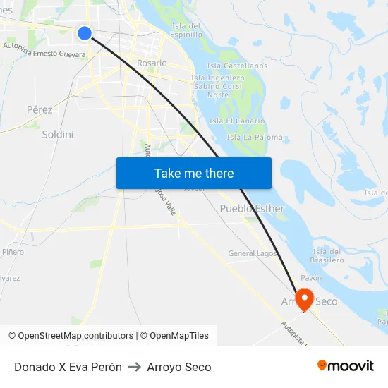Donado X Eva Perón to Arroyo Seco map