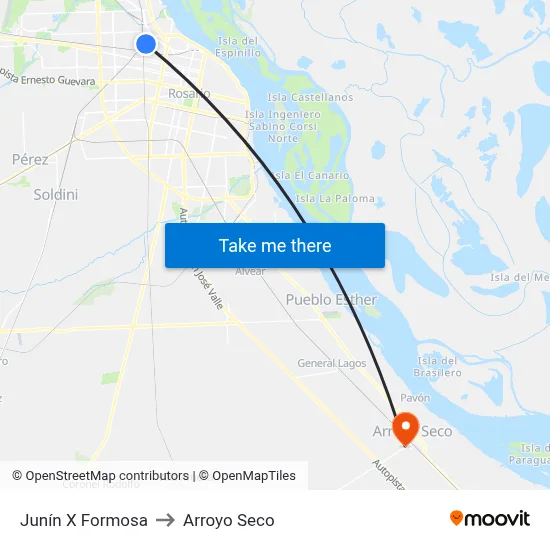 Junín X Formosa to Arroyo Seco map