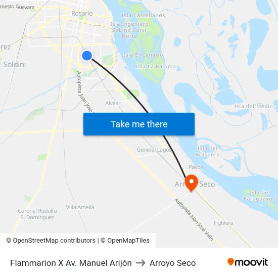 Flammarion X Av. Manuel Arijón to Arroyo Seco map