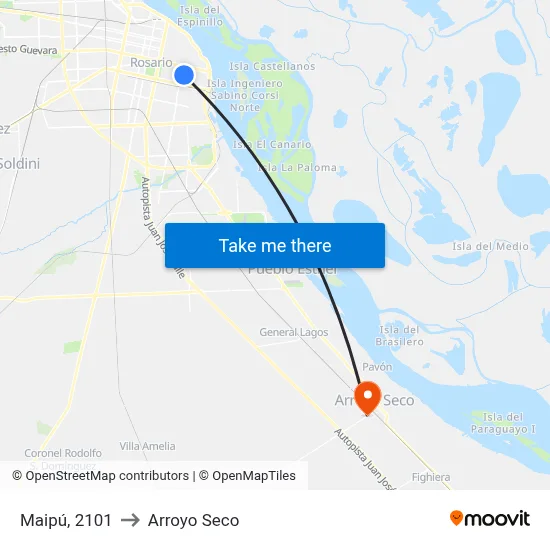 Maipú, 2101 to Arroyo Seco map