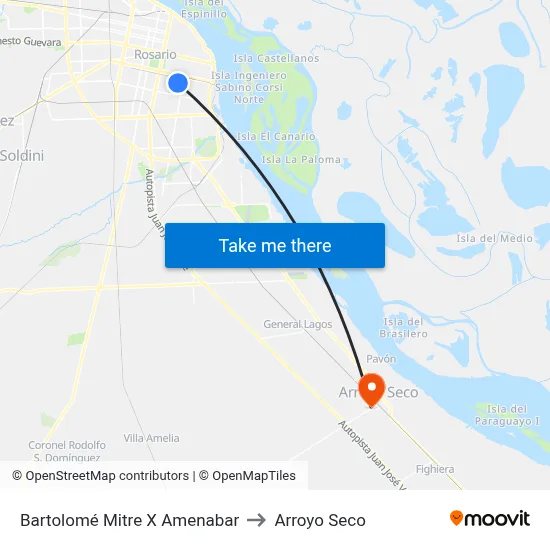 Bartolomé Mitre X Amenabar to Arroyo Seco map
