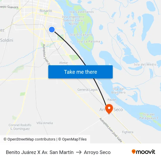 Benito Juárez X Av. San Martín to Arroyo Seco map