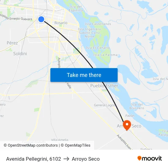 Avenida Pellegrini, 6102 to Arroyo Seco map