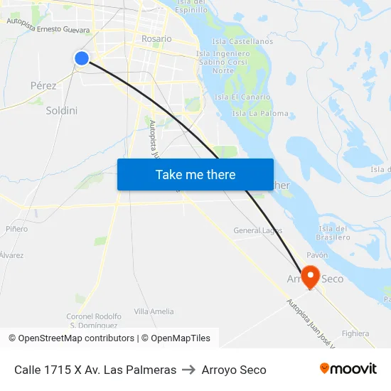 Calle 1715 X Av. Las Palmeras to Arroyo Seco map