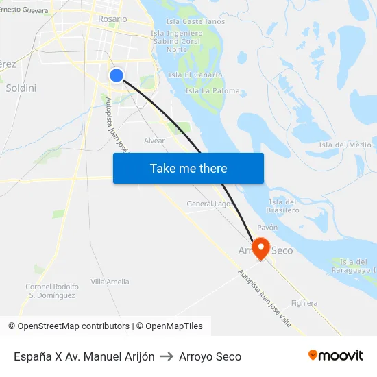 España X Av. Manuel Arijón to Arroyo Seco map