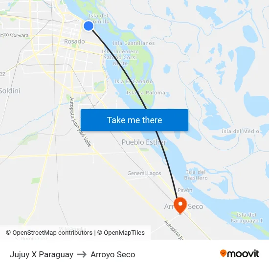 Jujuy X Paraguay to Arroyo Seco map