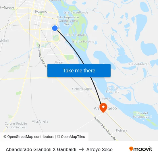 Abanderado Grandoli X Garibaldi to Arroyo Seco map