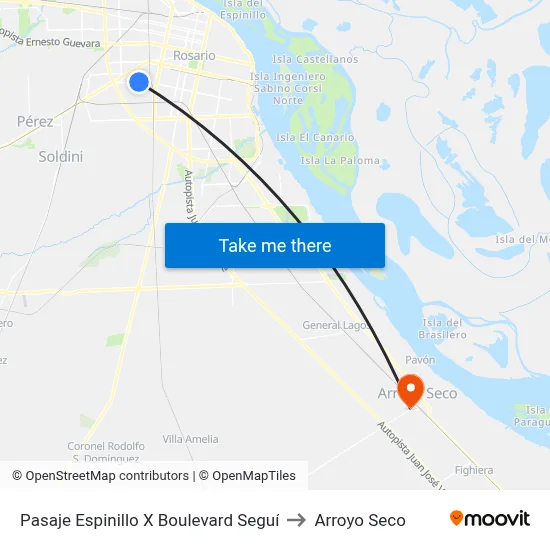 Pasaje Espinillo X Boulevard Seguí to Arroyo Seco map