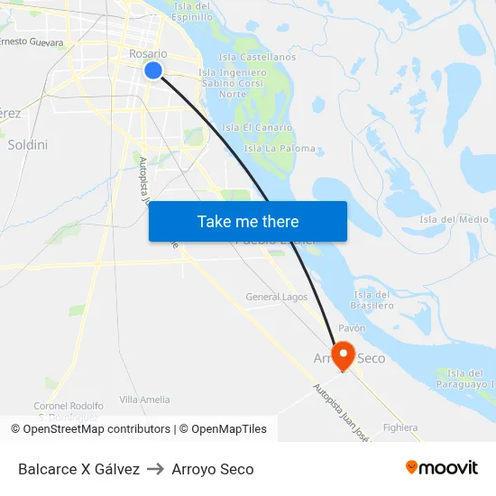 Balcarce X Gálvez to Arroyo Seco map