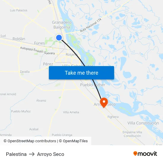 Palestina to Arroyo Seco map