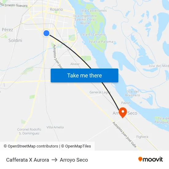 Cafferata X Aurora to Arroyo Seco map