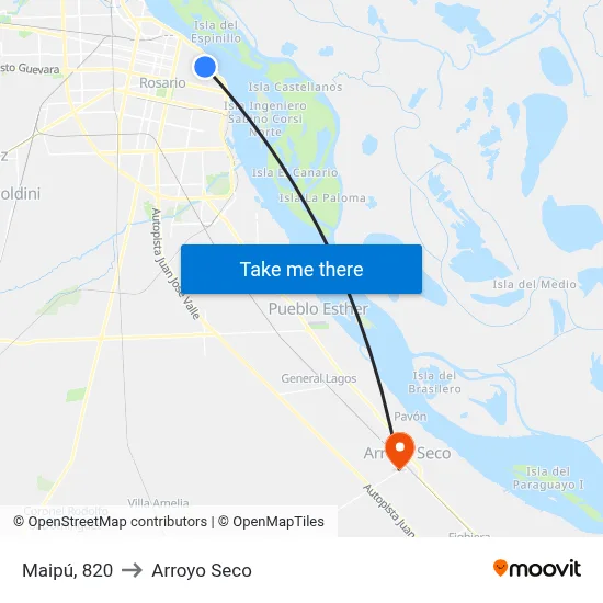 Maipú, 820 to Arroyo Seco map