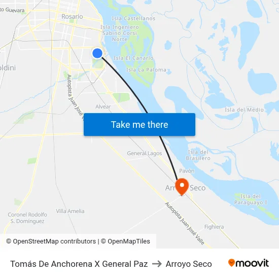 Tomás De Anchorena X General Paz to Arroyo Seco map