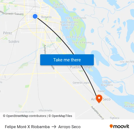 Felipe Moré X Riobamba to Arroyo Seco map