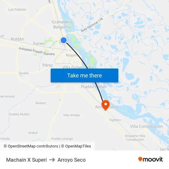 Machain X Superí to Arroyo Seco map