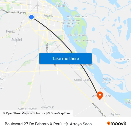 Boulevard 27 De Febrero X Perú to Arroyo Seco map