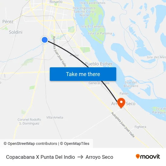 Copacabana X Punta Del Indio to Arroyo Seco map