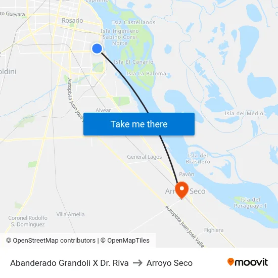 Abanderado Grandoli X Dr. Riva to Arroyo Seco map