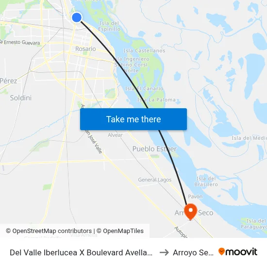 Del Valle Iberlucea X Boulevard Avellaneda to Arroyo Seco map