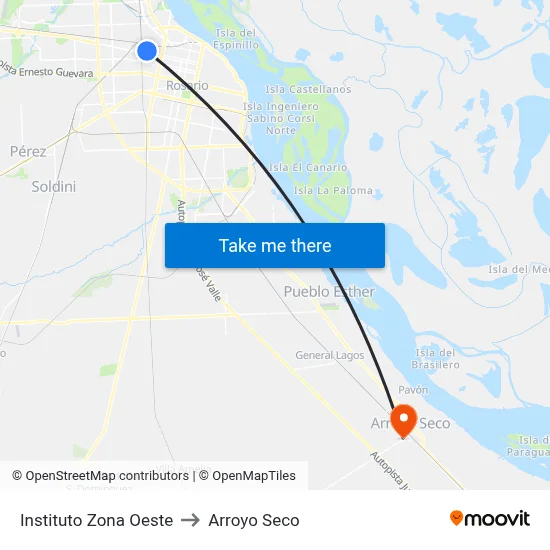 Instituto Zona Oeste to Arroyo Seco map