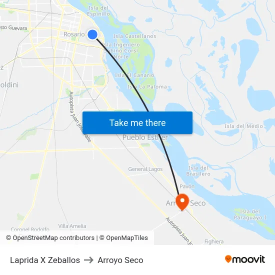Laprida X Zeballos to Arroyo Seco map