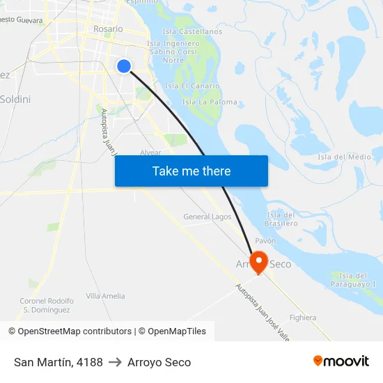 San Martín, 4188 to Arroyo Seco map