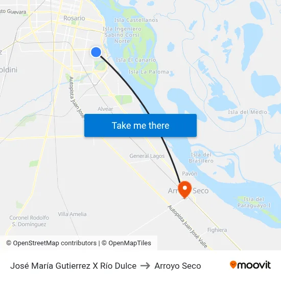 José María Gutierrez X Río Dulce to Arroyo Seco map