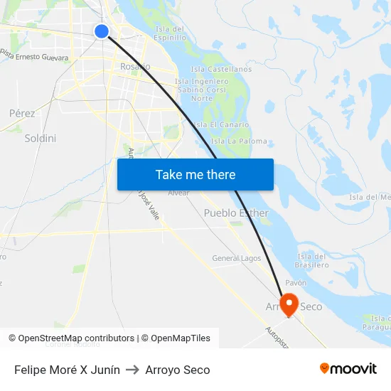 Felipe Moré X Junín to Arroyo Seco map