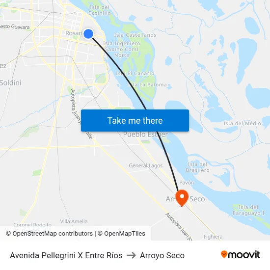 Avenida Pellegrini X Entre Ríos to Arroyo Seco map
